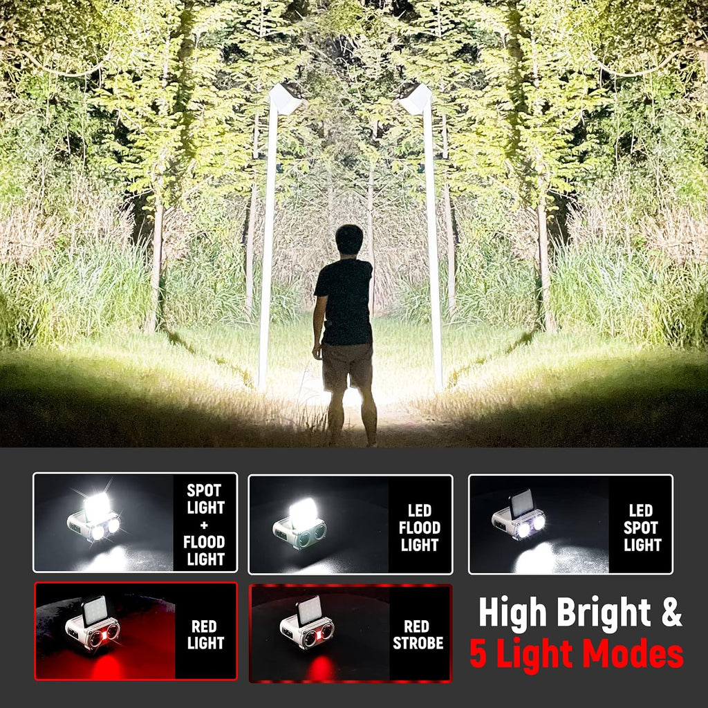 Hopedone 2-in-1 Rechargeable Headlamp & Hat Light, 800LM Clip-On Cap Light