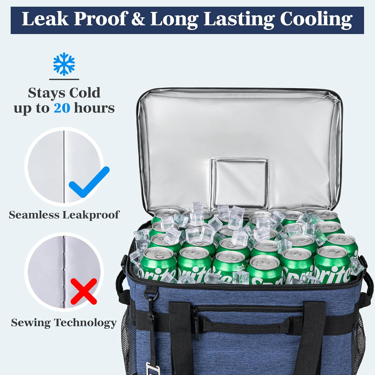 OPUX Collapsible Soft Cooler Bag, 48/60 Cans Leakproof, Insulated Tote