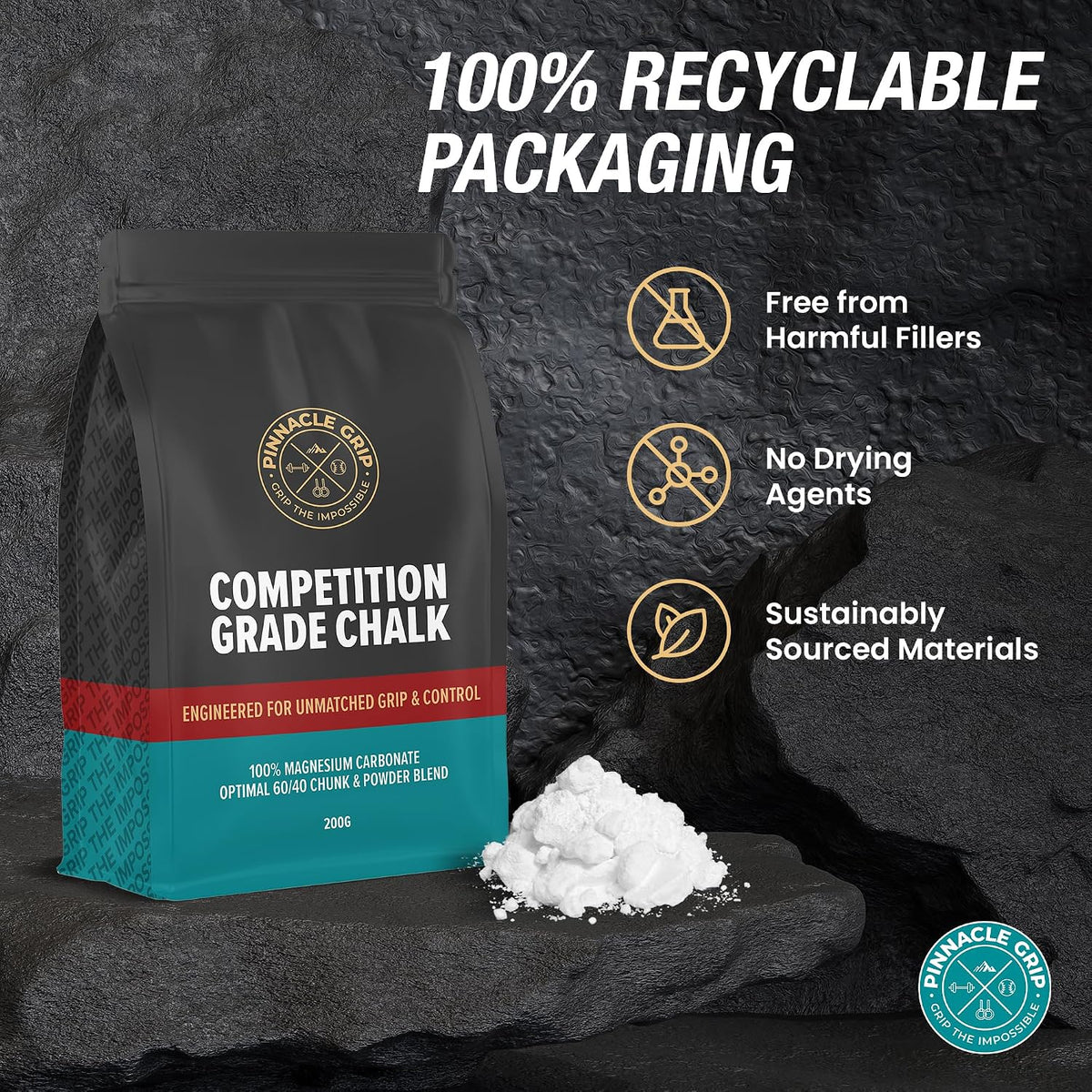 Loose Gym Chalk, Climbing Chalk for Lifting, Gymnastics, 200g