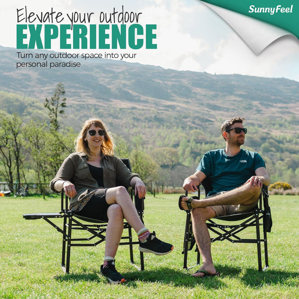 SUNNYFEEL Oversized Camping Chair Portable Directors Chairs with Side Table
