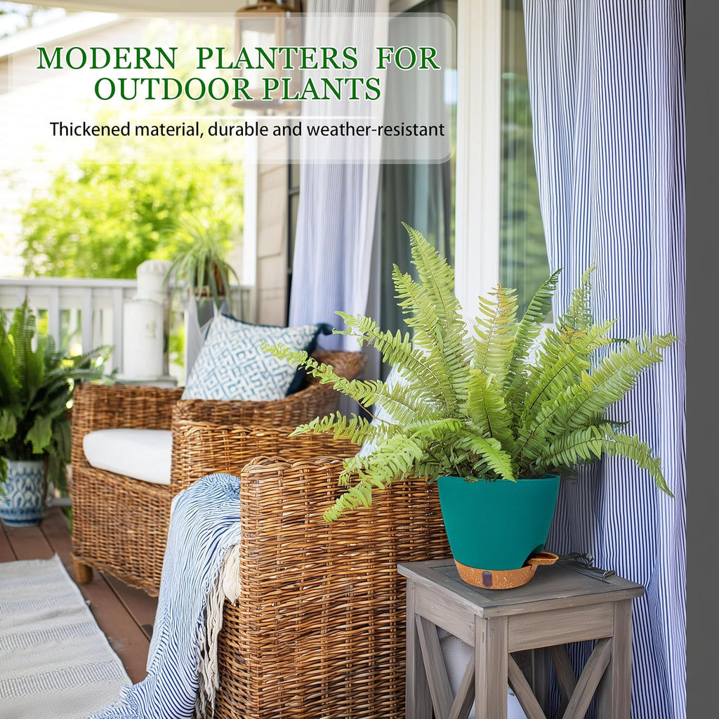 2 Pack 8 inch Plant Pots, Plastic Self Watering Planters
