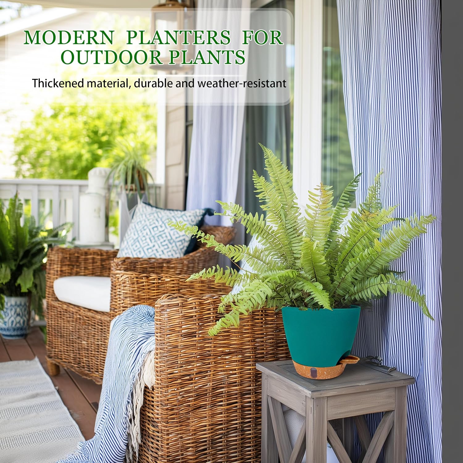 2 Pack 8 inch Plant Pots, Plastic Self Watering Planters