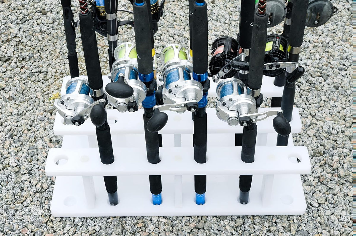 18 Pole Fishing Rod Holder Rack for Garage Heavy Duty Outdoor Boat Dock Storage