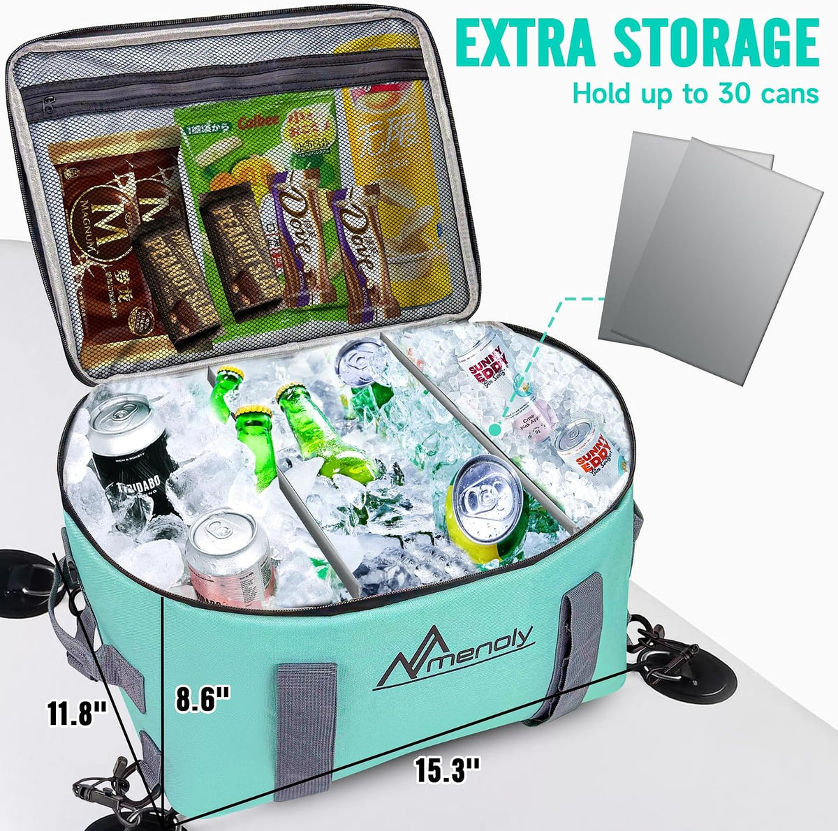 MENOLY Paddle Board Accessories Cooler, 25L Sup Kayak Deck Cooler Bag Fit 30 Cans with Bottle Opener, Adjustable Strap for Paddleboarding, Kayaking, Camping