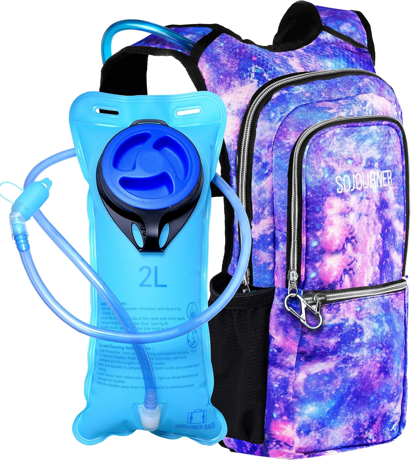 Sojourner Hydration Pack, Hydration Backpack - Water Backpack with 2l Hydration Bladder, Festival Essential - Rave Hydration Pack Hydropack Hydro for Hiking, Running, Biking, Festival Gear