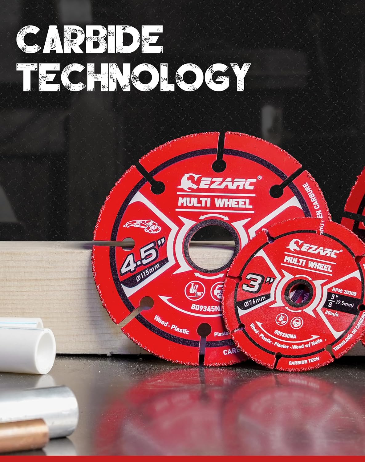 EZARC 4-1/2 Inch Carbide Cut Off Wheels for Wood, Nails, Plaster, 2-Pack