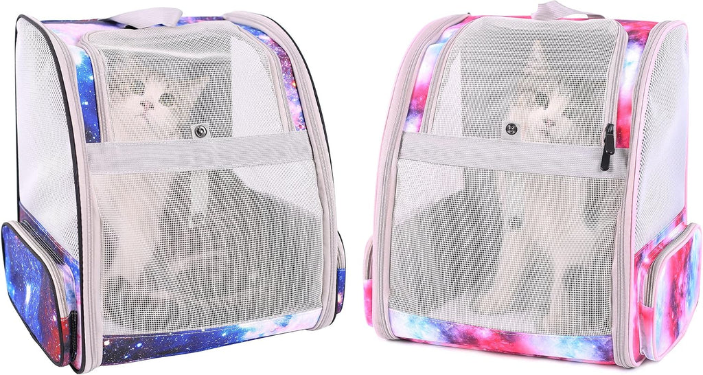 Pet Carrier Backpack for Cats and Small Dogs, Fully Breathable Vented Backpack for Kitten Bunny Airline Approved Travel Hiking Camping Cat Book Bag (Blue, Ventilation)