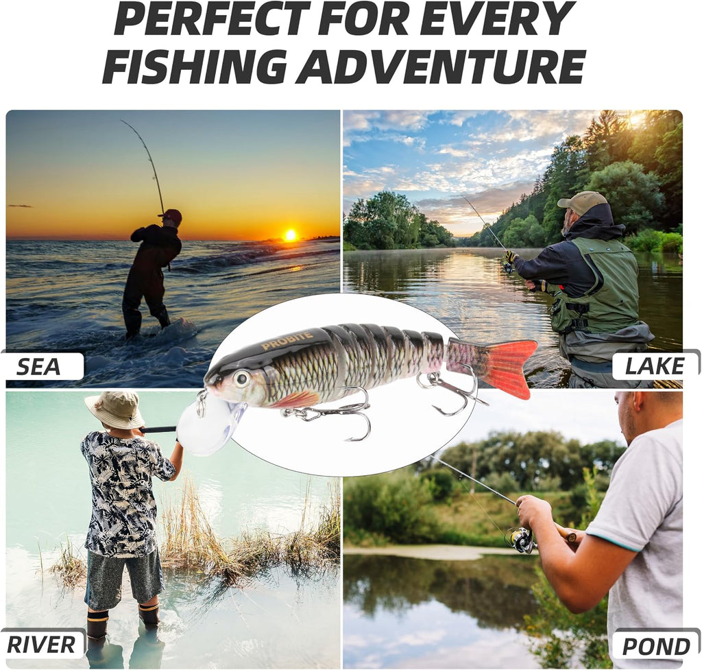 5PCS Lifelike Fishing Lures – Multi-Jointed Swimbait for Bass, Trout, Crappie, Walleye, Pike, Realistic Action with 3D Fish Eyes and Sharp Hooks, Perfect for Fishing Kits in Saltwater & Freshwater