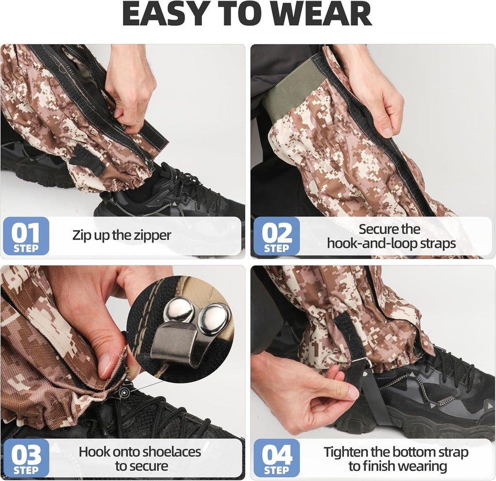 Snake Gaiters for Hiking & Outdoor Work – Waterproof, Adjustable Leg Guards with 500D Oxford & 3-Layer Nylon, Durable Outdoor Leg Protection for Men & Women
