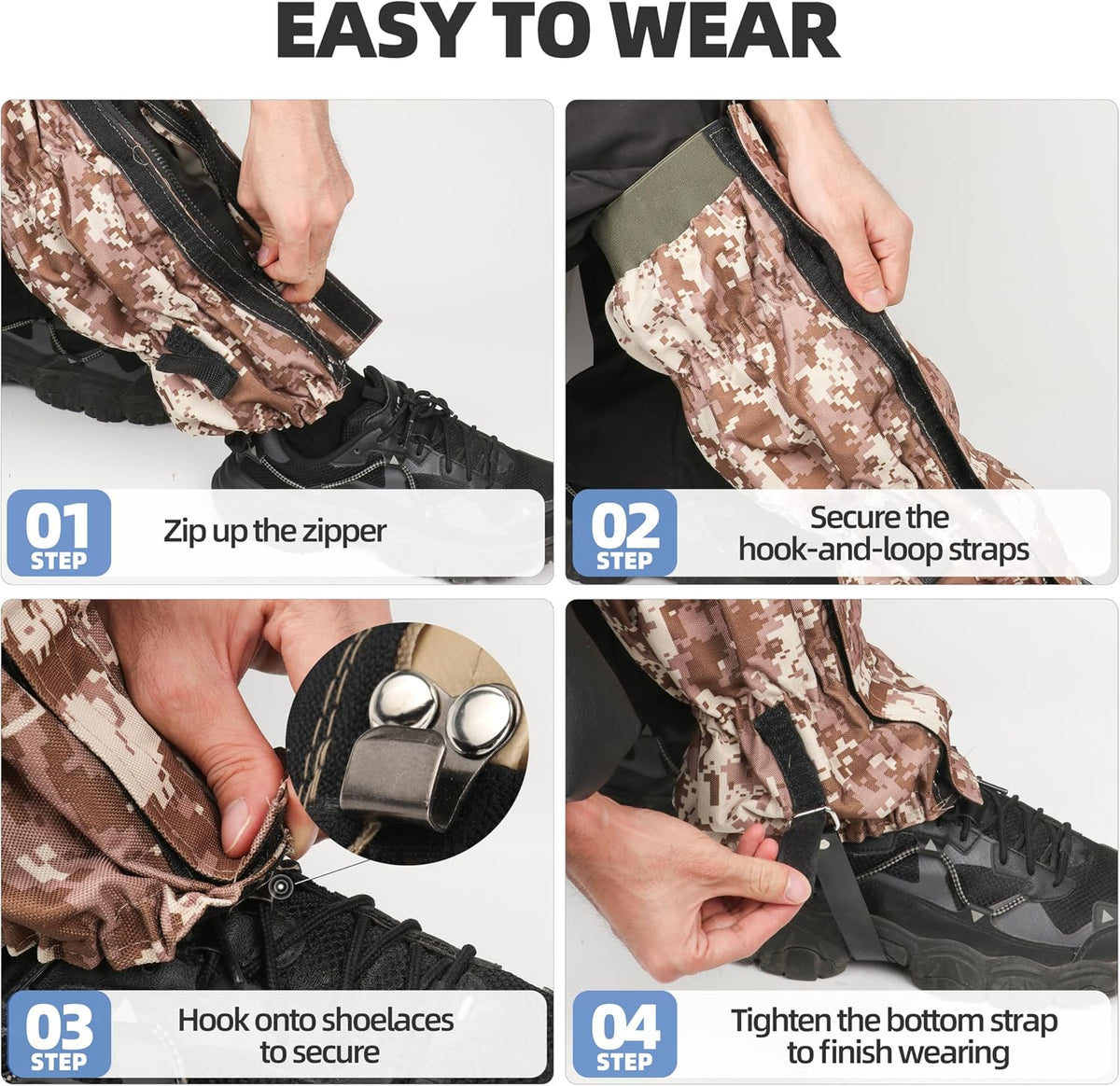 Snake Gaiters for Hiking & Outdoor Work – Waterproof, Adjustable Leg Guards with 500D Oxford & 3-Layer Nylon, Durable Outdoor Leg Protection for Men & Women