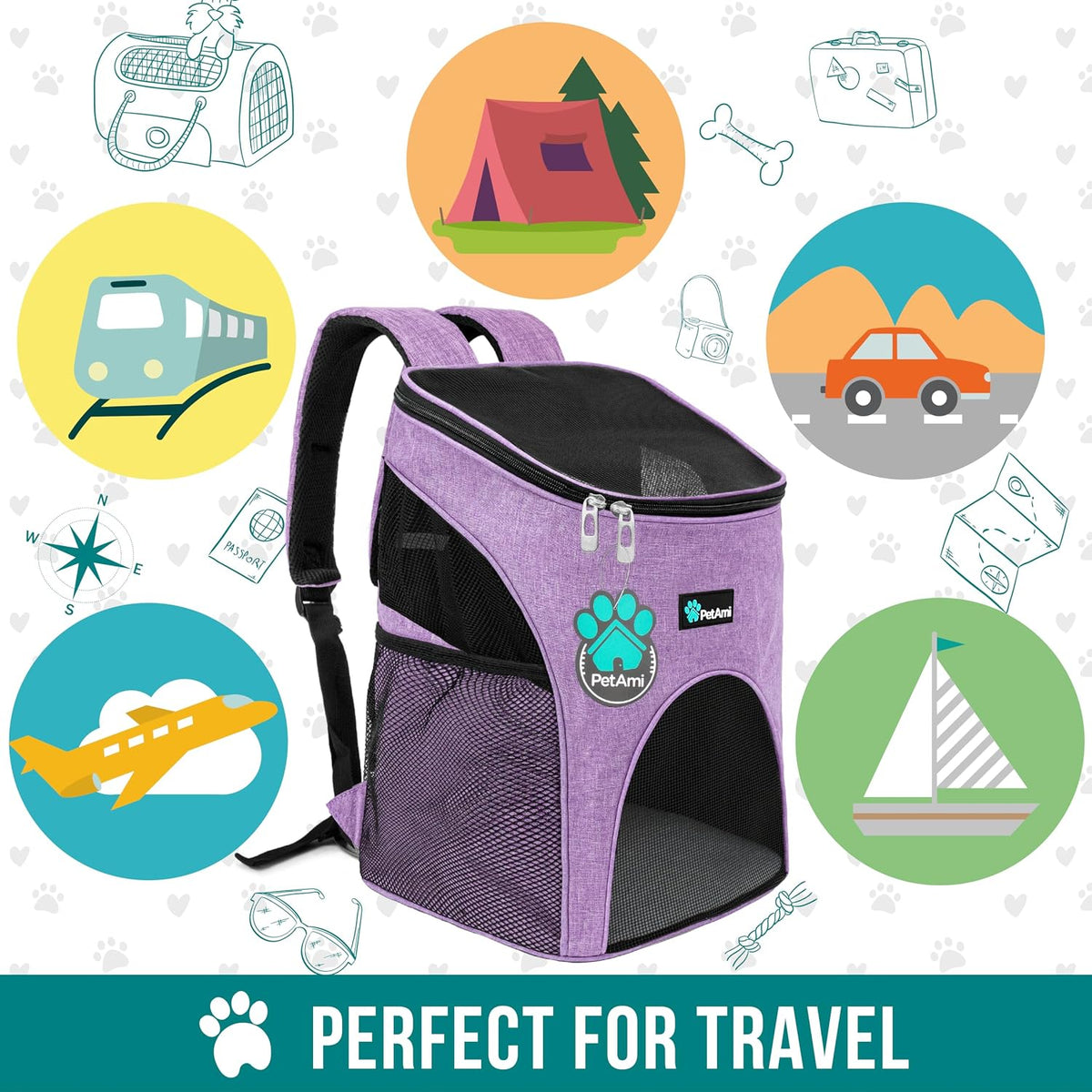 PetAmi Cat Backpack Carrier for Small Dogs and Large Cats, Airline Approved