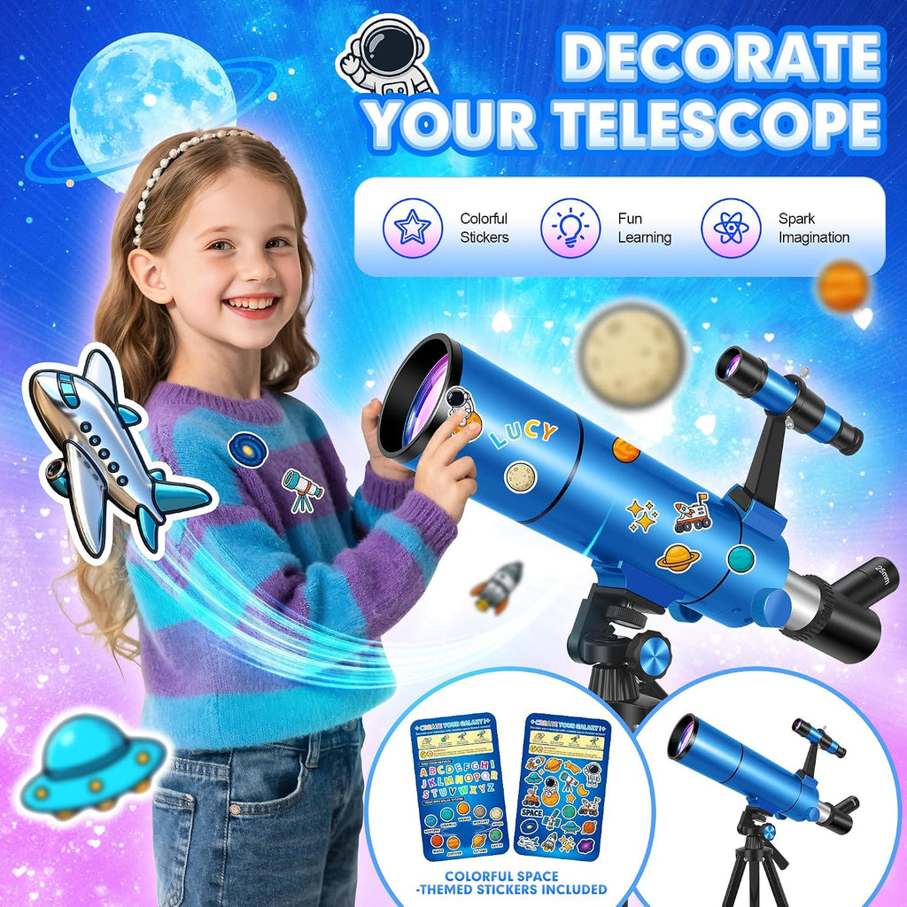 Telescope for Adults & Kids, 80mm Aperture 500mm (20X-150X) Professional Refractor Telescope for Astronomy Beginners, Portable Travel Telescopes with Tripod Phone Adapter, Stickers, Backpack