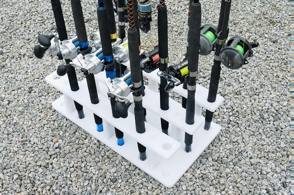 18 Pole Fishing Rod Holder Rack for Garage Heavy Duty Outdoor Boat Dock Storage