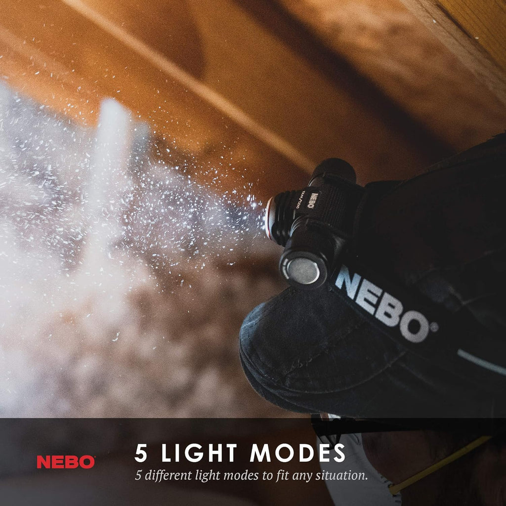 NEBO Transcend Rechargeable Headlamp | 1000 Lumens, 5 Light Modes, Detachable Magnetic Work Light, Water Resistant, Bright LED Headlight for Hiking & Camping, Includes USB Charging Cable