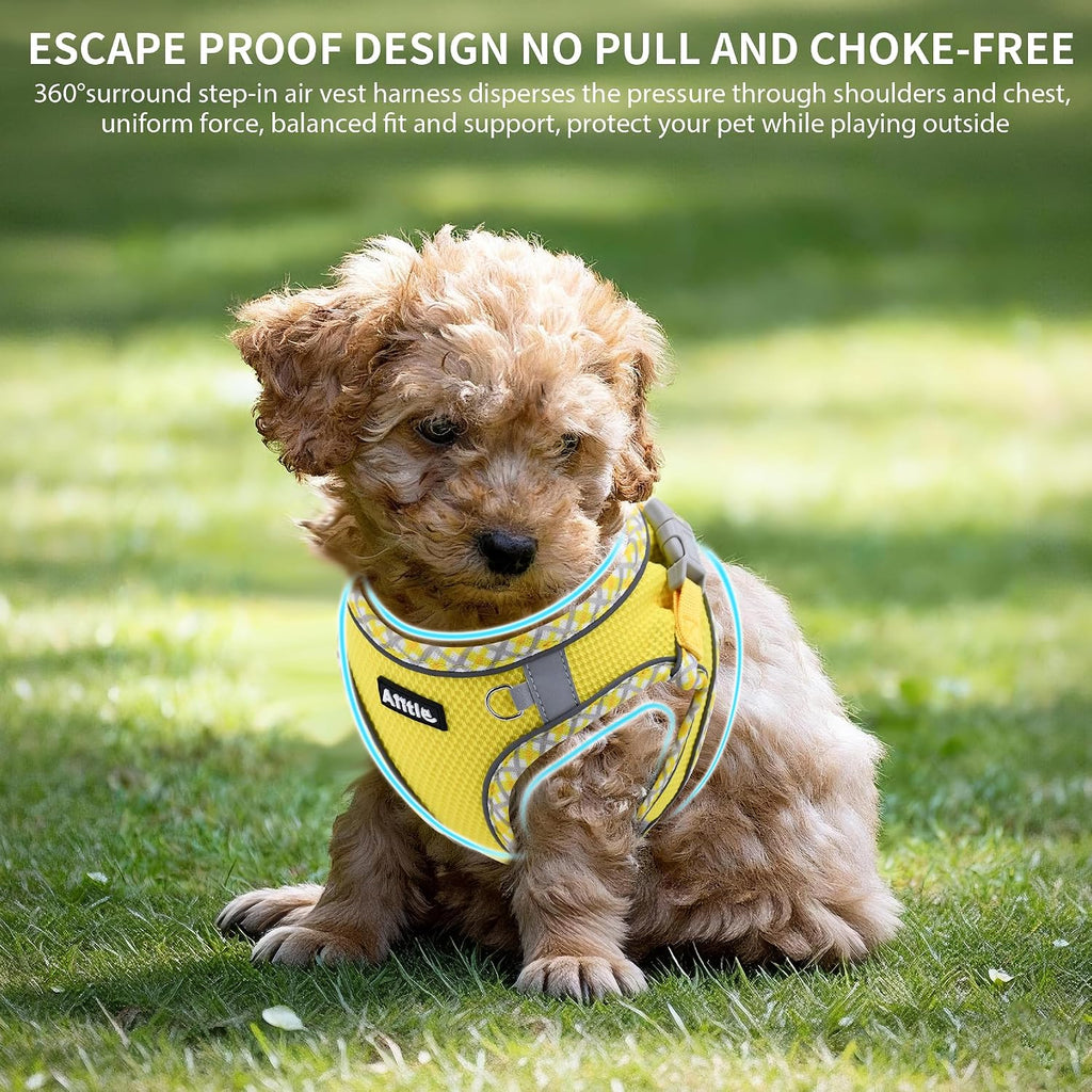 AIITLE Escape-Proof Dog Harnesss and Leash Set, Step in Pet Vest, Yellow L