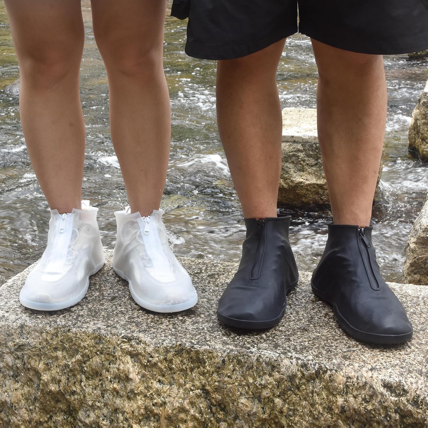 Waterproof Shoe Covers Slip-Resistant Overshoes Newly Upgraded and Latest Model for Men Women, Reusable Rain Boots for Outdoor, Cycling, Hiking, Work (Black, L (Women 8-10.5, Men 7-10))