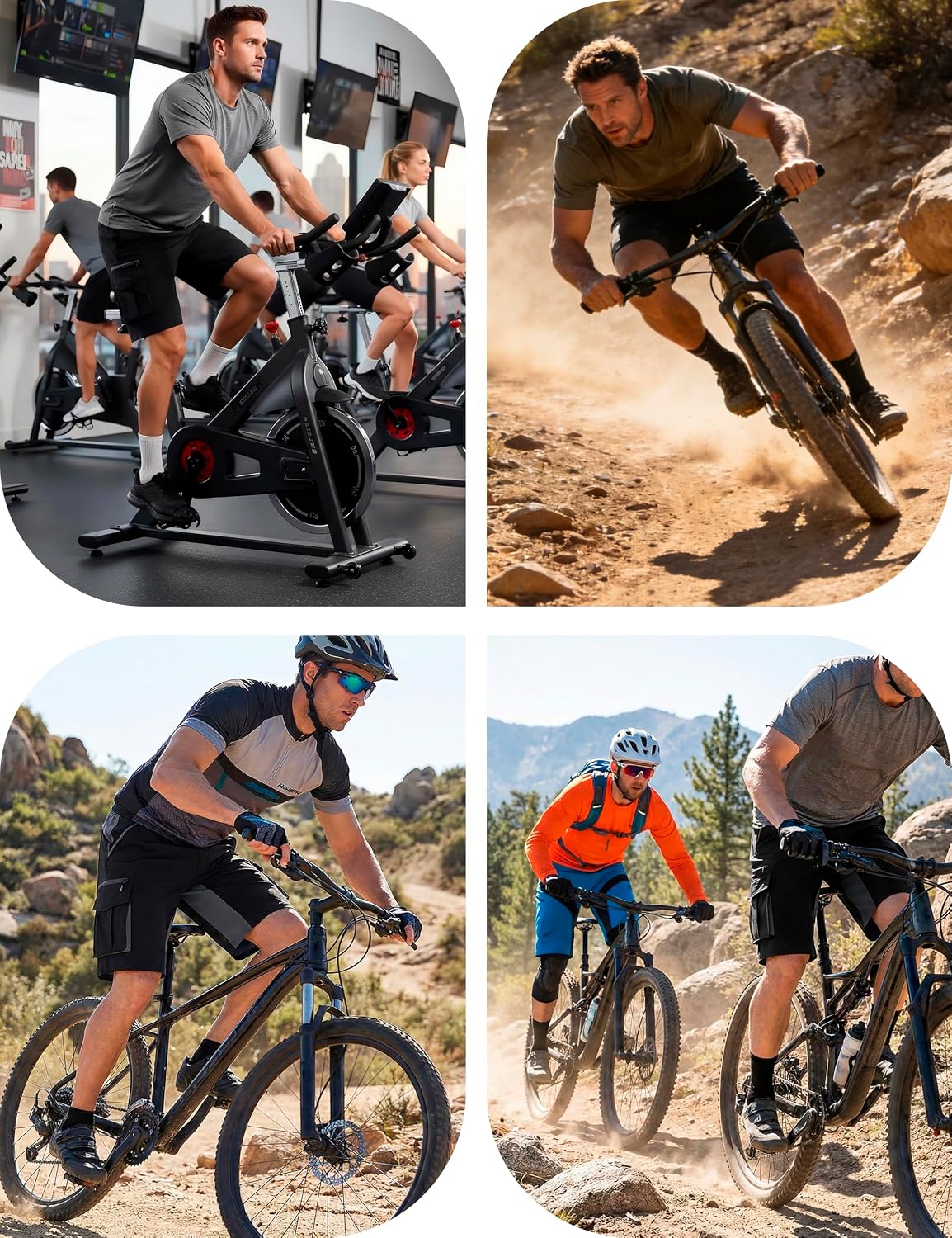 EZRUN Men's 3D Padded Mountain Bike Shorts Quick Dry Cycling Shorts