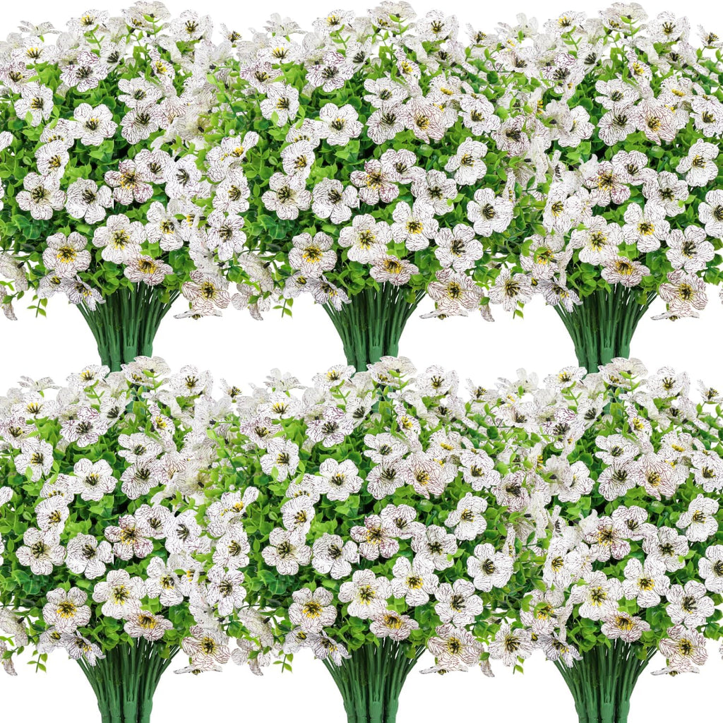 20 Pcs Artificial Fall Flowers for Outdoors Fake Mums, Mixed Orange