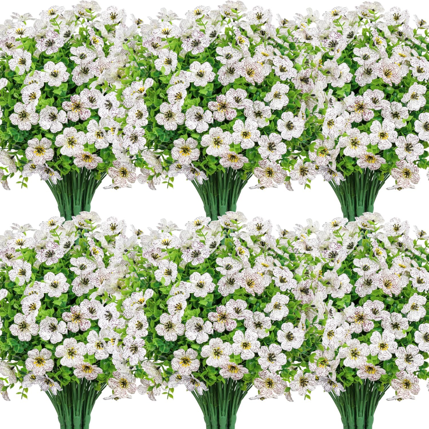 20 Pcs Artificial Fall Flowers for Outdoors Fake Mums, Mixed Orange