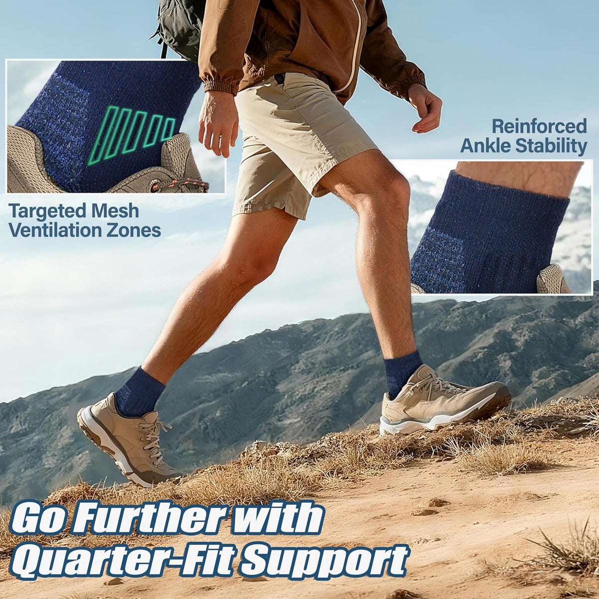 ANTSANG Merino Wool Quarter Ankle Hiking Running Socks for Women and Men