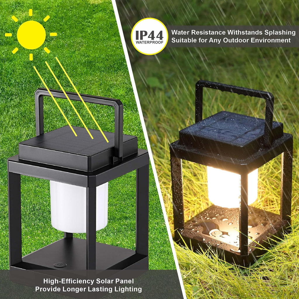 Outdoor Table Lamp, Brightness LED Nightstand Lantern, Portable Rechargeable Solar Lamp Waterproof, Touch Control Outdoor Lamps Cordless Lights Decorative for Patio/Walking/Reading/Camping