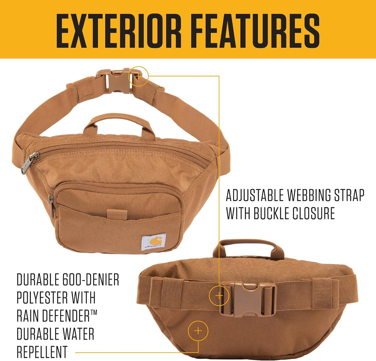 Carhartt Classic Adjustable Sling Bag, Durable, 600-Denier Water Resistant Hip Pack