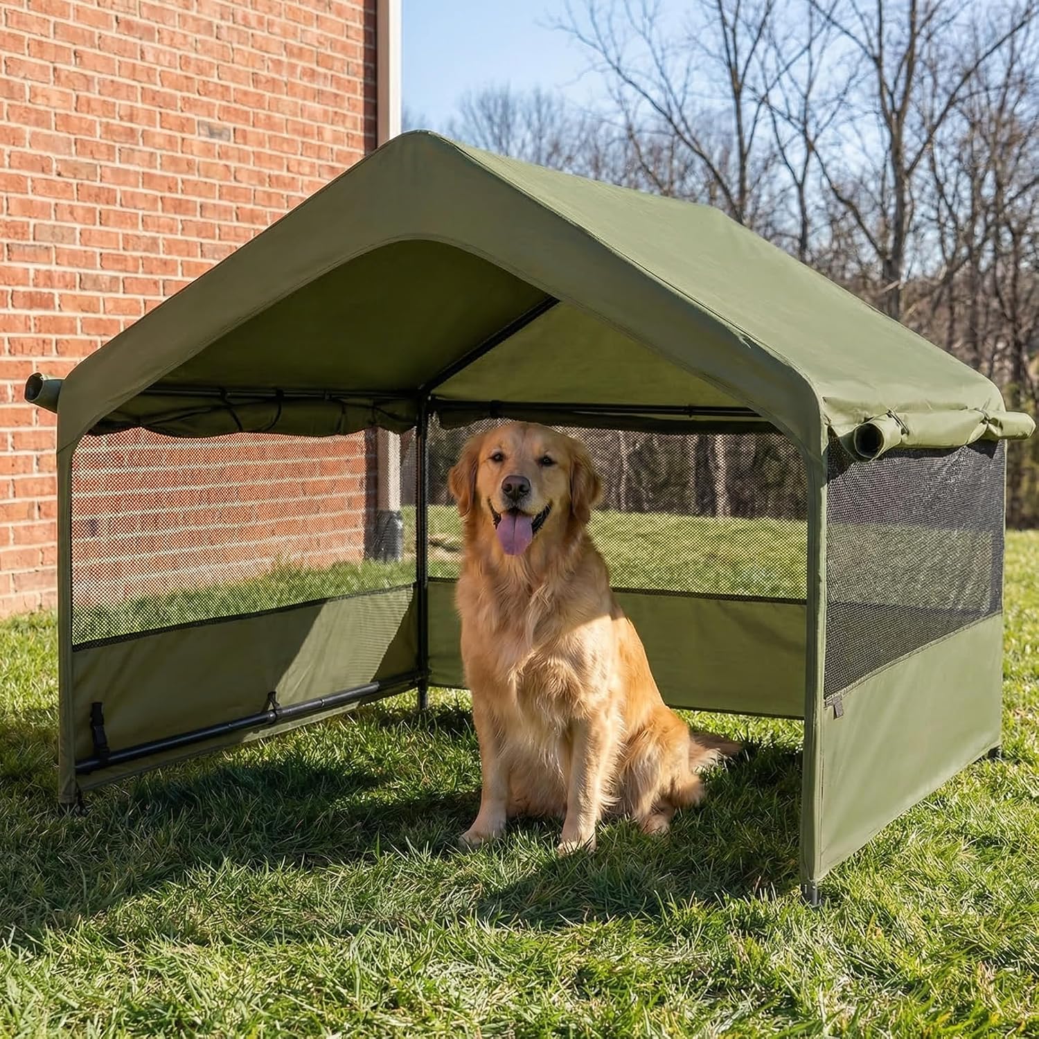 Outdoor Dog Tent, 4'x4'x3' Dog House Shade Shelter for Large Medium Pets