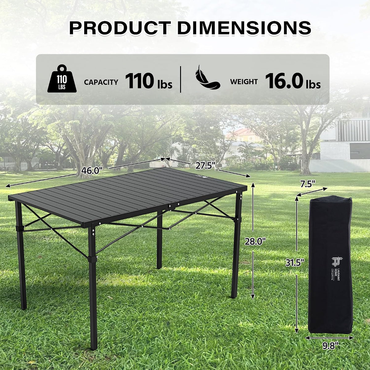 OUTSIDER Roll-Up Aluminum Camping Table for 4-6 People