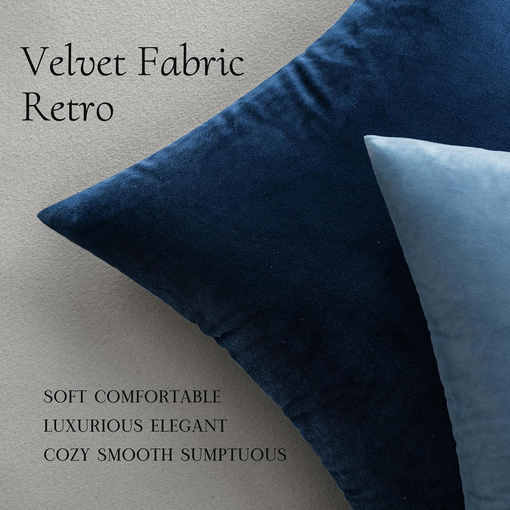 MIULEE Velvet Throw Pillow Covers 18x18 Inch Pack of 2 Dark Blue