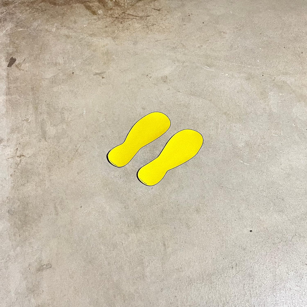 TRADESAFE Footprint Cutouts Anti-Slip Floor Stickers - 10 Pairs Foot Placement Stickers, Peel and Stick Adhesive Vinyl Foot Print Decals, ANSI-Compliant, 10 Inches Size