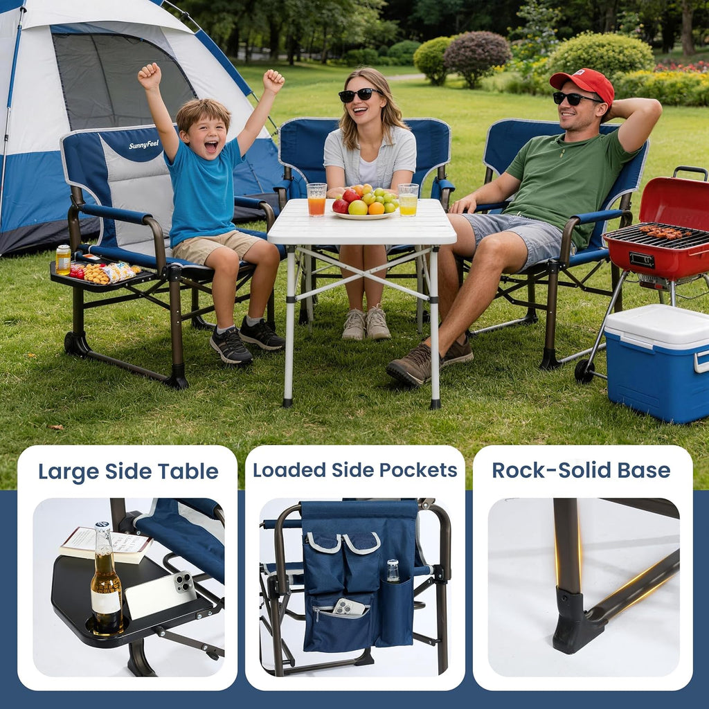 SUNNYFEEL Oversized Camping Directors Chair for Adults with Side Table