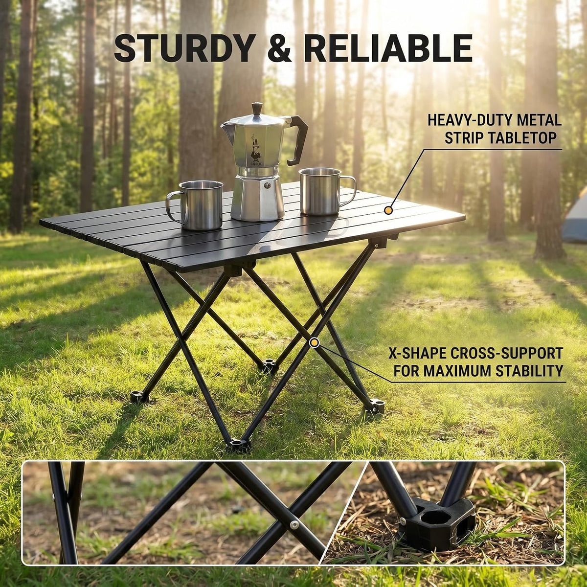 Folding Camping Table, Small Camping Table, Portable Aluminum Camp Table