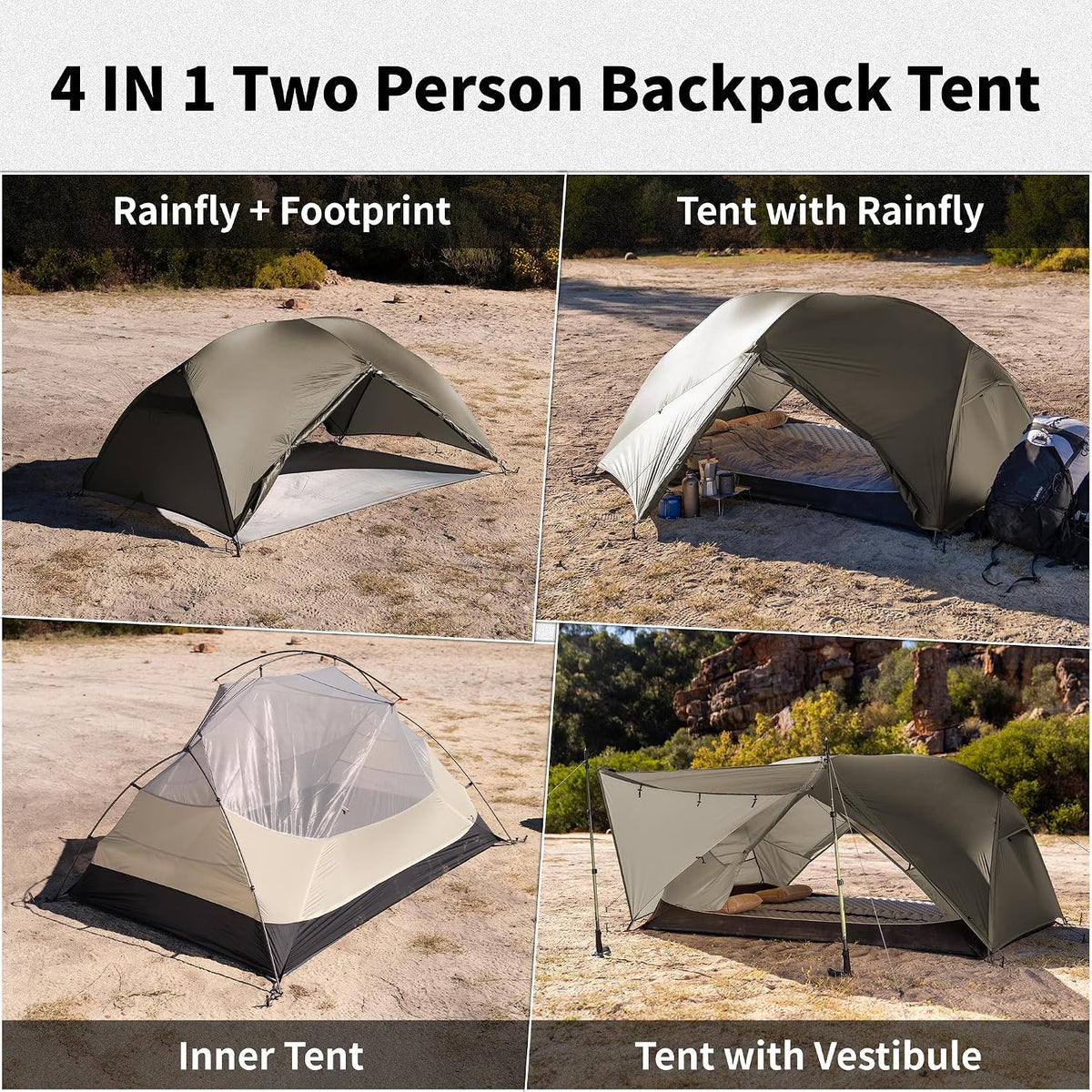 Naturehike Mongar Upgraded 1/2/3 Person Backpacking Tent,Waterproof Lightweight Camping Tent with Footprint