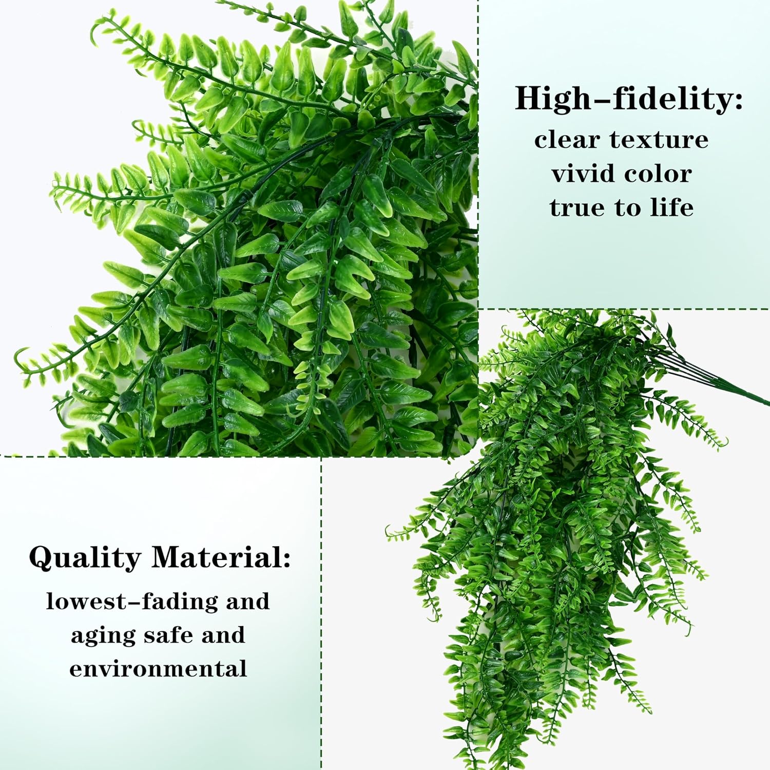 Waipfaru 4Pcs Fake Hanging Plants Artificial Ferns for Outdoors Fake Ferns