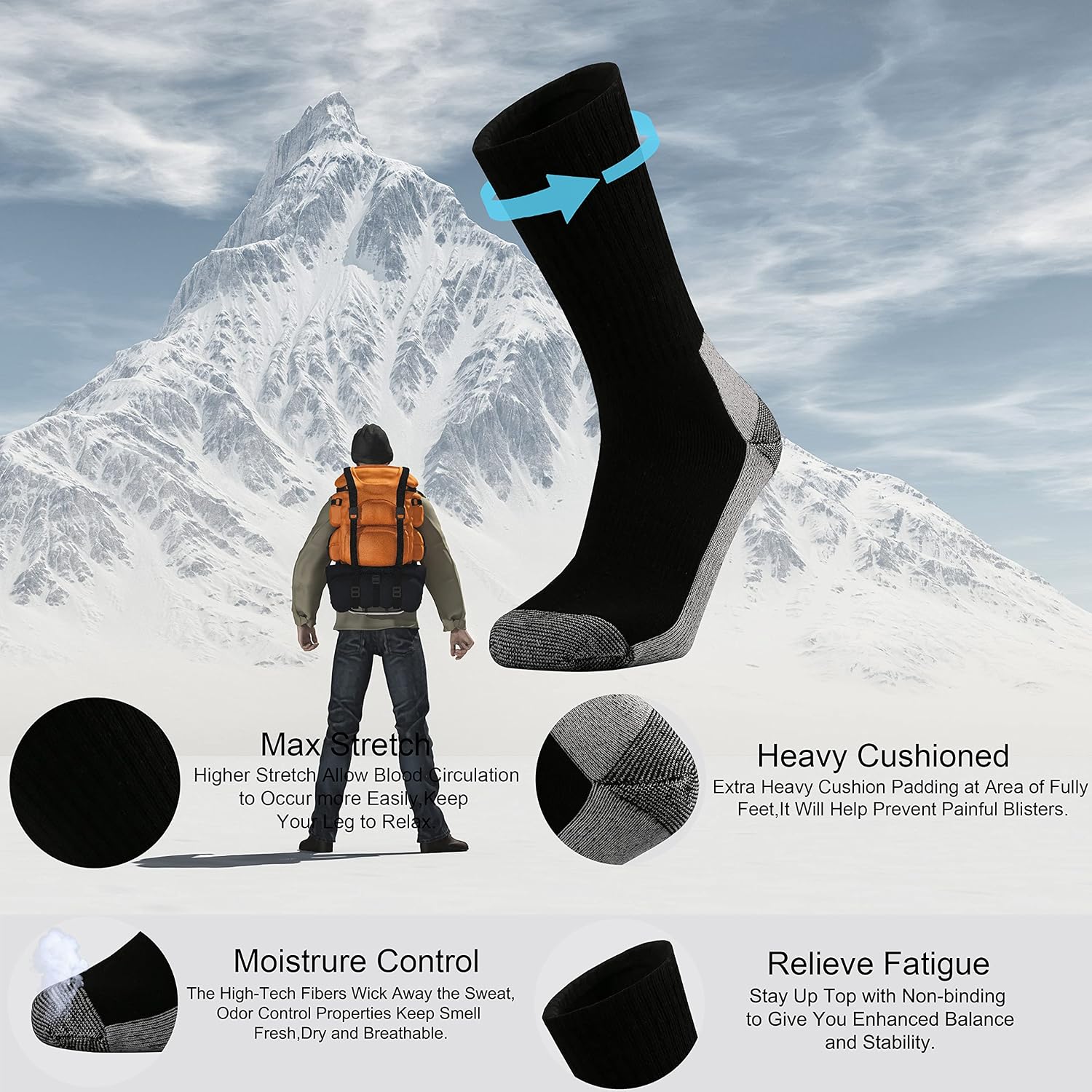 Ortis Cotton Cushion Crew Athletic Socks for Men Work Boot Sports Exercise