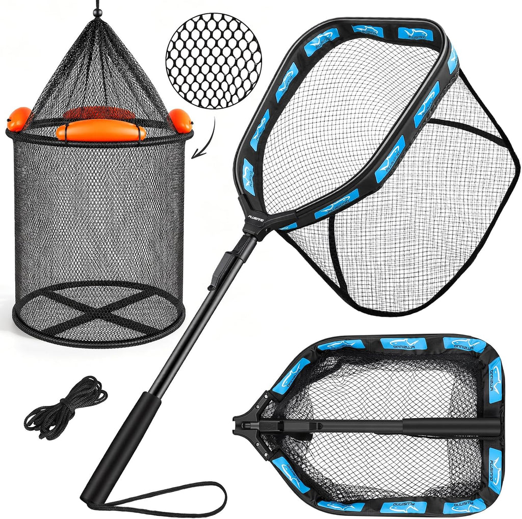 PLUSINNO Fishing Net with Floating Fish Basket, Kayak Fishing Accessories
