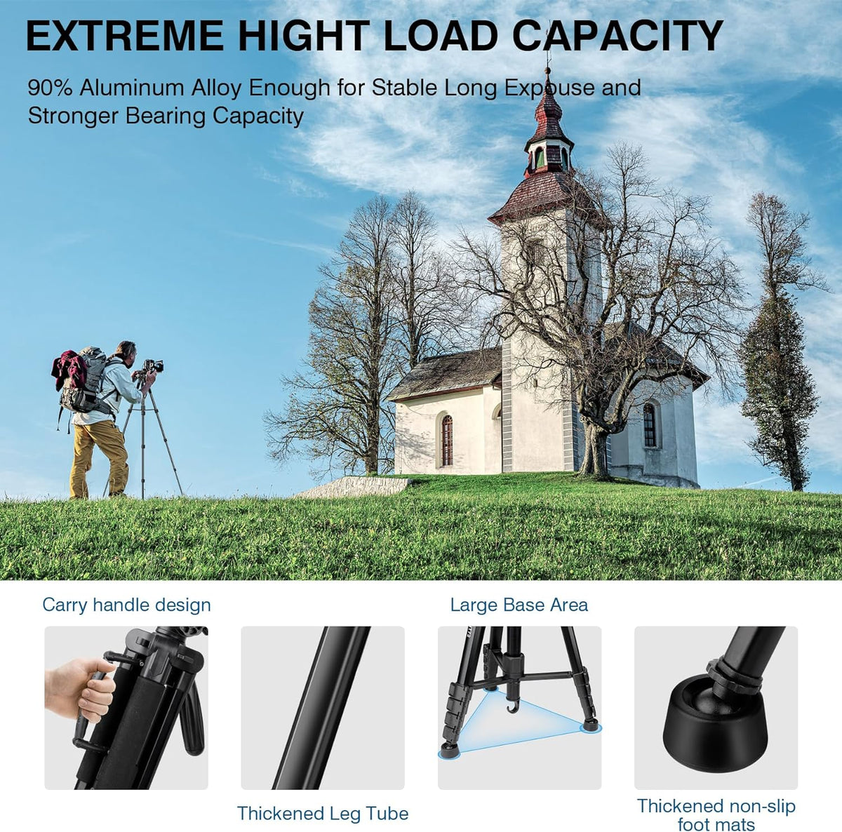 Tripod for Camera and Phone, 72" Tall Camera Tripod Monopod with Remote