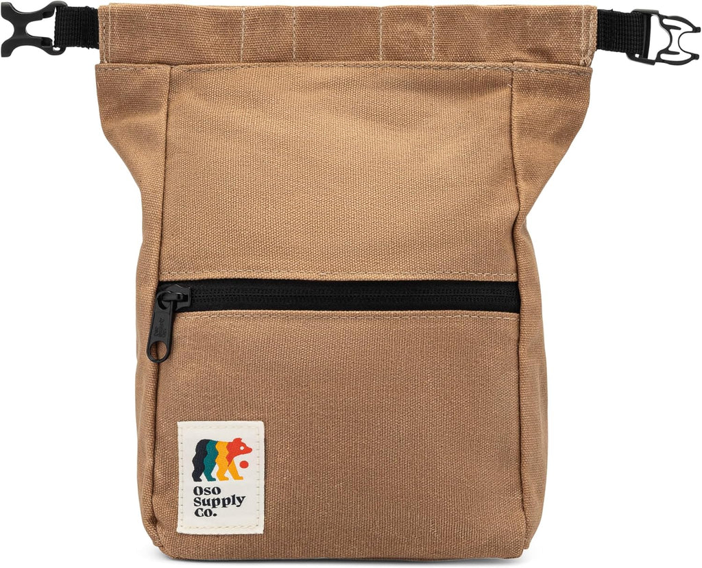 Oso Supply Co - Kulshan Bouldering Bucket, Large Size Chalk Bag for Rock Climbing, Chalk Pot with Magnetic Roll Down Closure, Brush Loop, Zippered Pockets for Climbers
