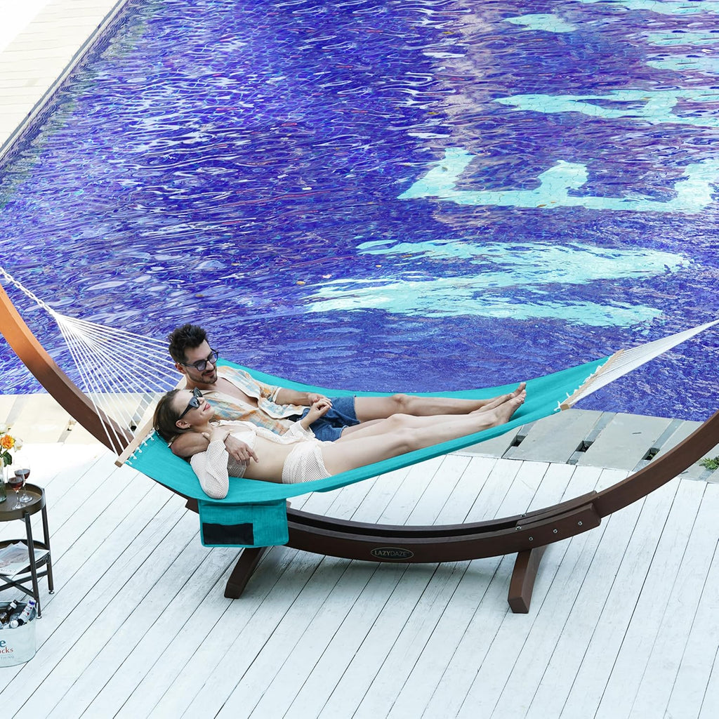 Lazy Daze Double Olefin Quick Dry Hammock with Spreader Bar for Outdoor