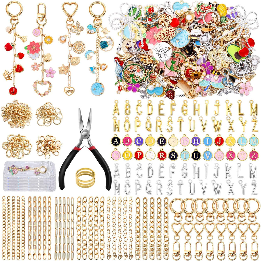 Wurosi 544Pcs Bag Charm Kit, Charms Lip Gloss Keychain Making Kit