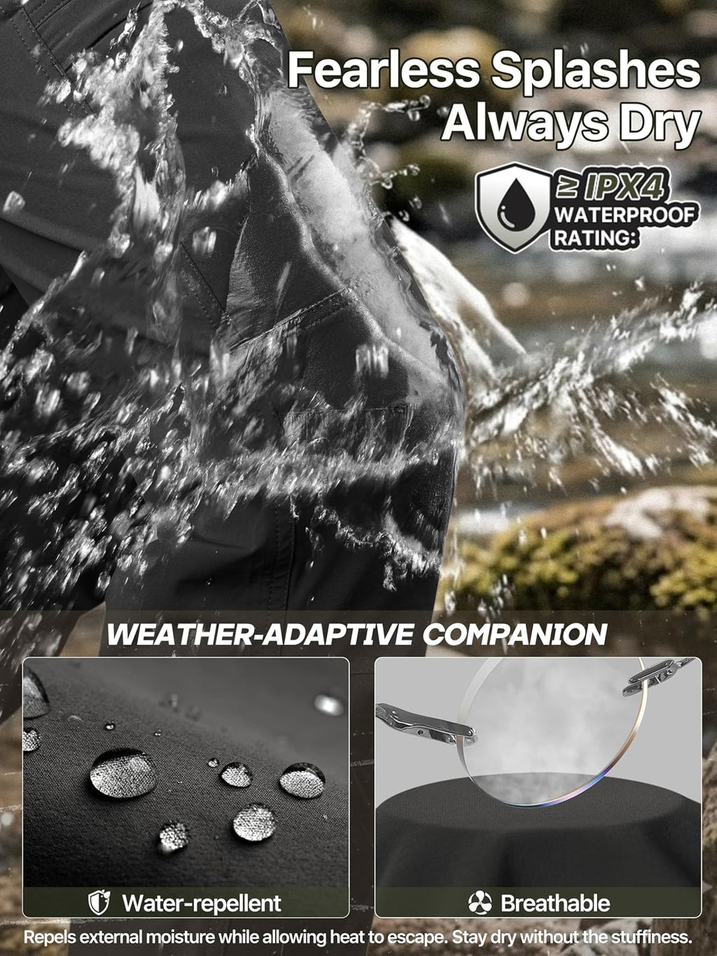 FREE SOLDIER Men's Outdoor Cargo Hiking Pants with Belt