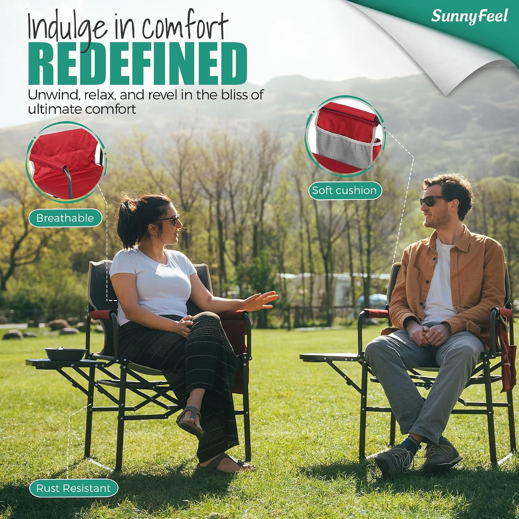 SUNNYFEEL Oversized Directors Camping Chair for Adults with Side Table