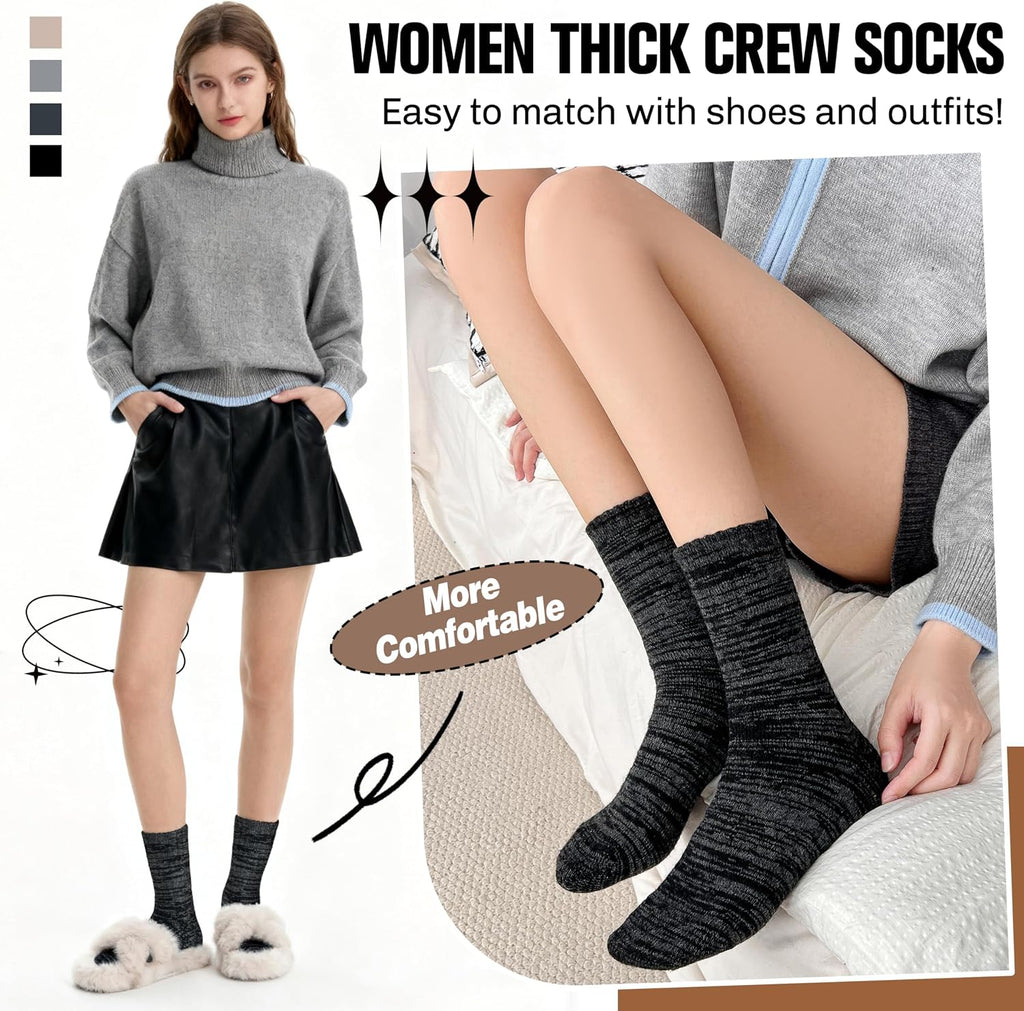 EBMORE Merino Wool Thermal Warm Winter Socks for Women Men