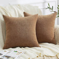 GAWAMAY Decorative Square Throw Pillow Covers 18"x18" Inch Set of 2, Super Soft Chenille Pillows Cover Fall Pillowcase for Living Room Bedroom Sofa Couch Cushion Cover Brown 45x45cm (No Inserts)