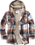 Men's Zip Up Flannel Shirt Jacket Fleece Lined with Hood
