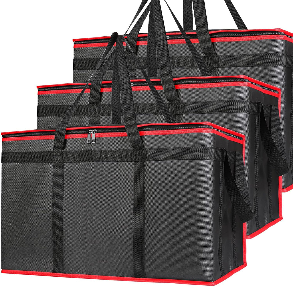 Bodaon 3 Pack Insulated Food Delivery Bags with Hard Bottom, XXXL Cooler