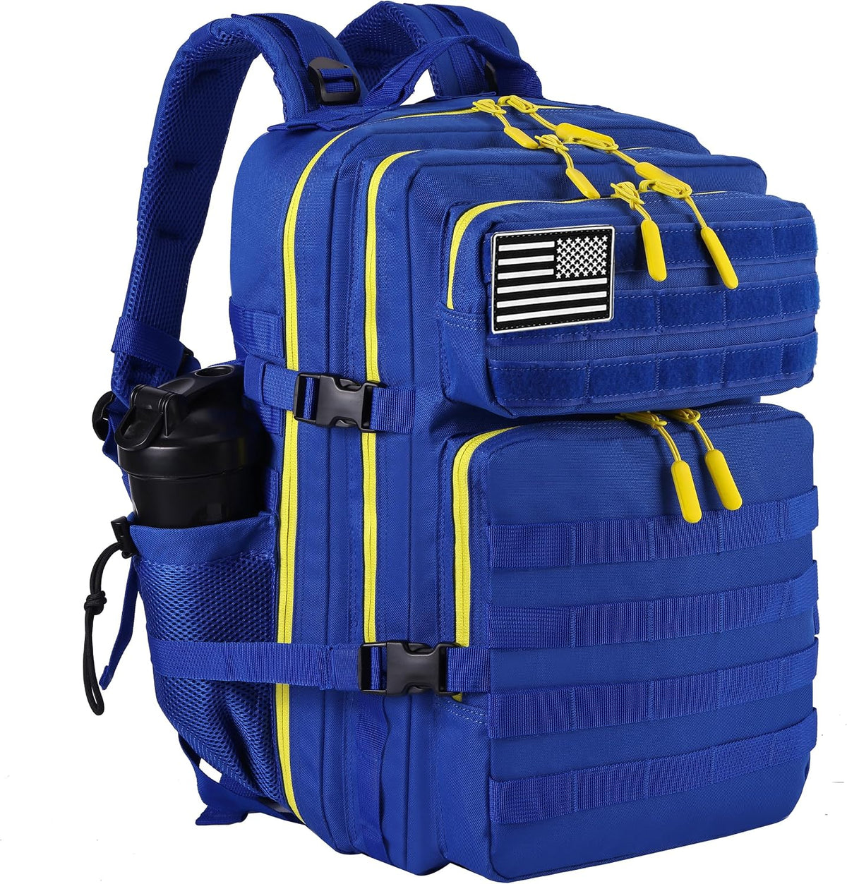 LHI Military Tactical Backpack for Men and Women 45L Army 3 Days Assault Pack Bag Large Rucksack with Molle System Blue Yellow