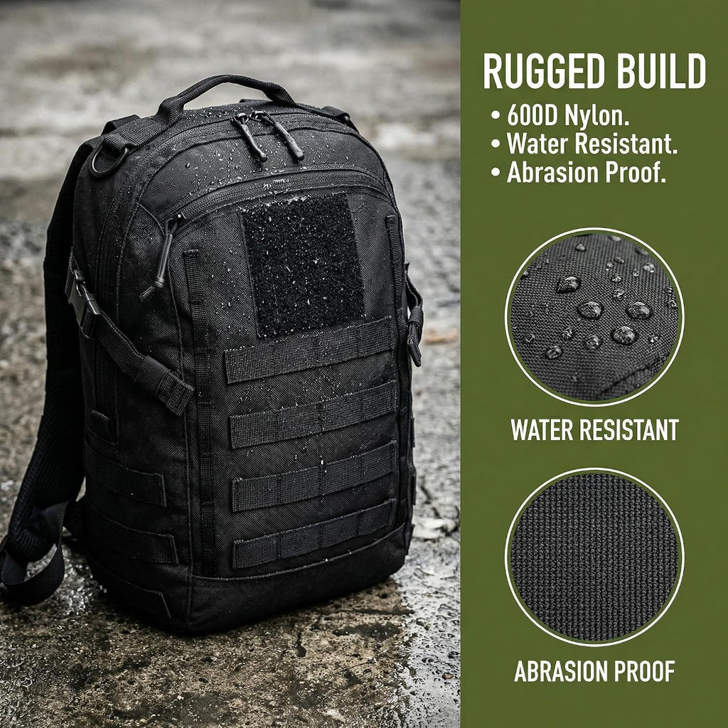 Small Tactical Hiking Backpack, 12L MOLLE Bookbag Daypack for Travel