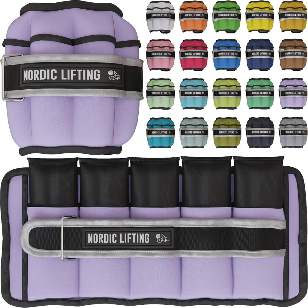 Adjustable 5lb Ankle Weights (1 Pair) for Women & Men - Nordic Lifting