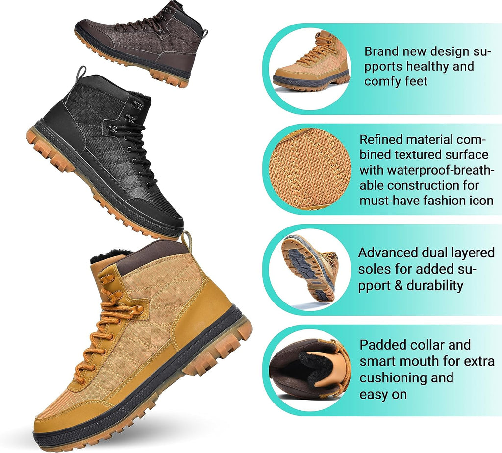 Wondamo Men's Winter Hiking Snow Boots